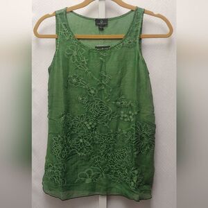 Curations Embroidered Tank Sz S Green NEW